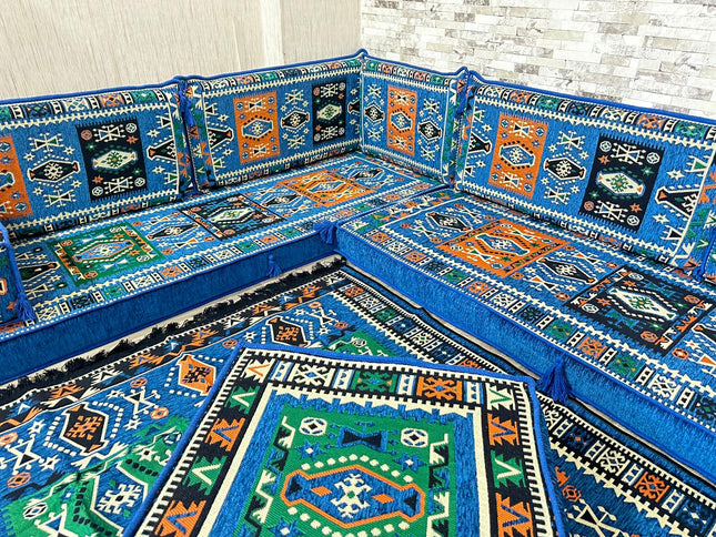 L förmiges orientalisches Sofa Set, Majlis-Sitzmöbel, Bodenkissen, Arabische Majlis, Türkisches Bode