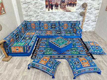 L förmiges orientalisches Sofa Set, Majlis-Sitzmöbel, Bodenkissen, Arabische Majlis, Türkisches Bode