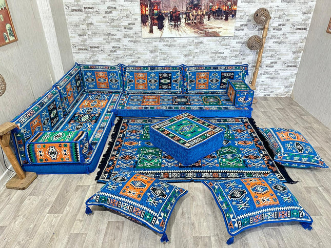 L förmiges orientalisches Sofa Set, Majlis-Sitzmöbel, Bodenkissen, Arabische Majlis, Türkisches Bode