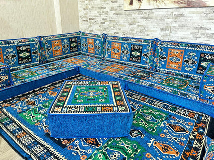 L förmiges orientalisches Sofa Set, Majlis-Sitzmöbel, Bodenkissen, Arabische Majlis, Türkisches Bode