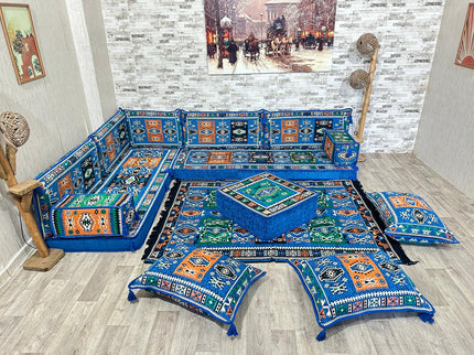 L förmiges orientalisches Sofa Set, Majlis-Sitzmöbel, Bodenkissen, Arabische Majlis, Türkisches Bode