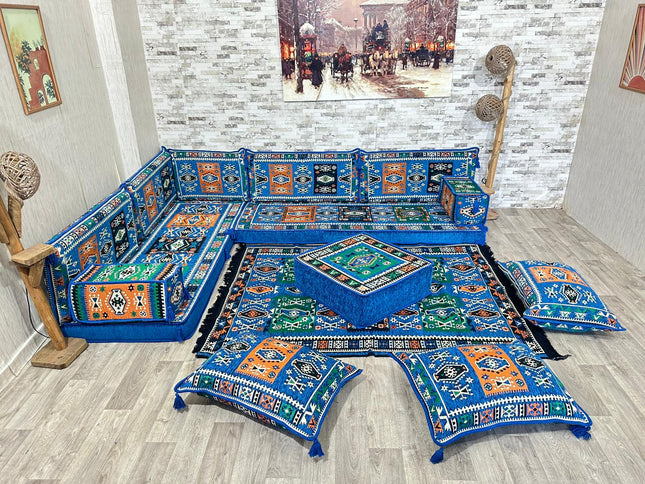 L förmiges orientalisches Sofa Set, Majlis-Sitzmöbel, Bodenkissen, Arabische Majlis, Türkisches Bode