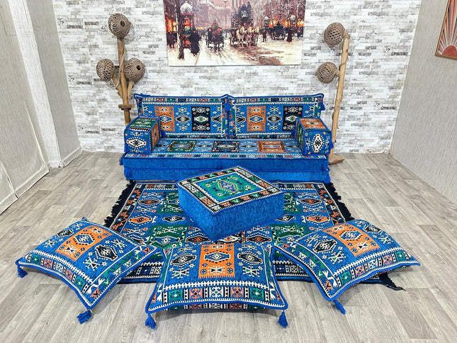 Orientalisches Sofa Set, Majlis-Sitzmöbel, Bodenkissen, Arabische Majlis, Türkisches Boden Sitzset