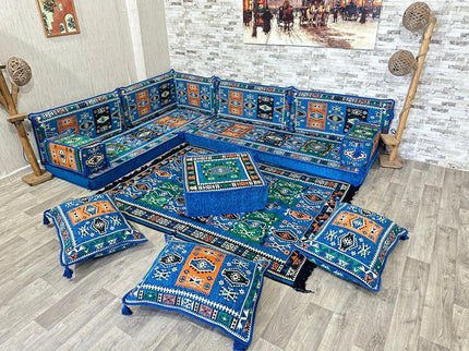 L förmiges orientalisches Sofa Set, Majlis-Sitzmöbel, Bodenkissen, Arabische Majlis, Türkisches Bode
