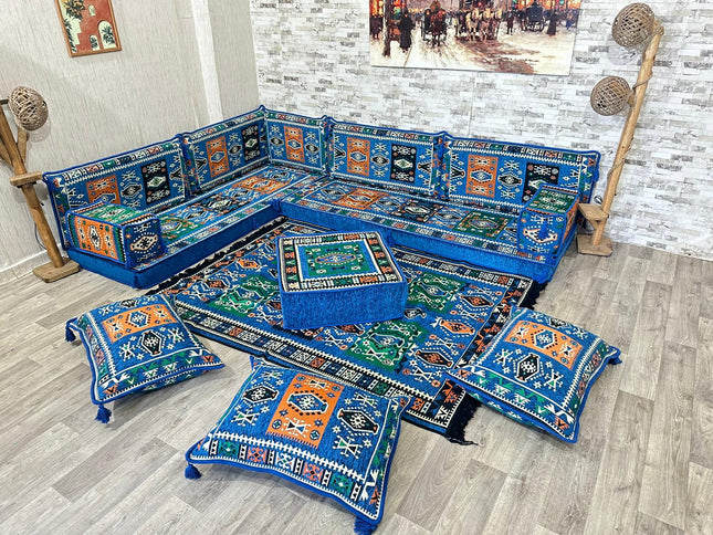 L förmiges orientalisches Sofa Set, Majlis-Sitzmöbel, Bodenkissen, Arabische Majlis, Türkisches Bode