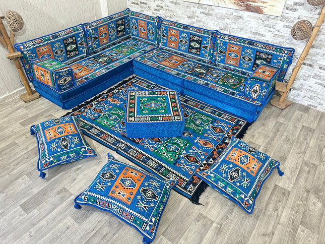 L förmiges orientalisches Sofa Set, Majlis-Sitzmöbel, Bodenkissen, Arabische Majlis, Türkisches Bode