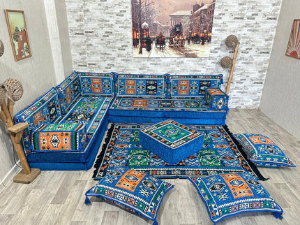 L förmiges orientalisches Sofa Set, Majlis-Sitzmöbel, Bodenkissen, Arabische Majlis, Türkisches Bode