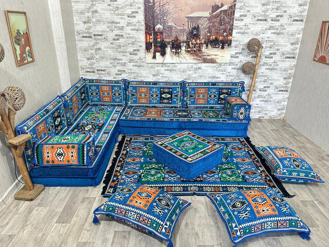 L förmiges orientalisches Sofa Set, Majlis-Sitzmöbel, Bodenkissen, Arabische Majlis, Türkisches Bode
