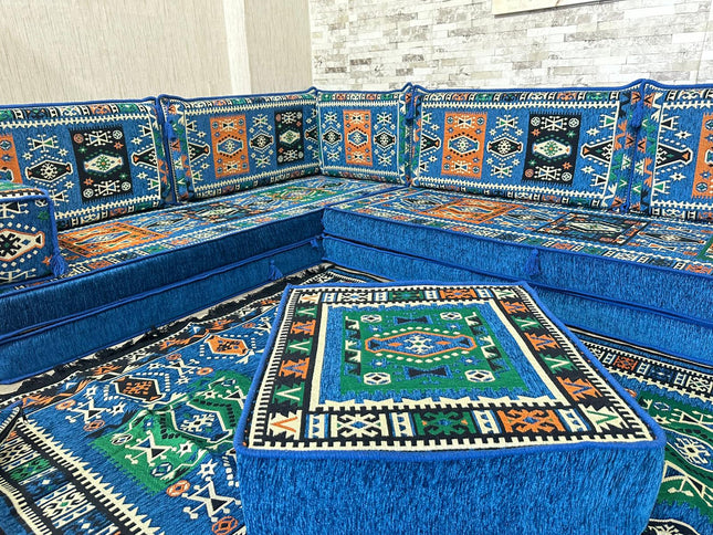 L förmiges orientalisches Sofa Set, Majlis-Sitzmöbel, Bodenkissen, Arabische Majlis, Türkisches Bode