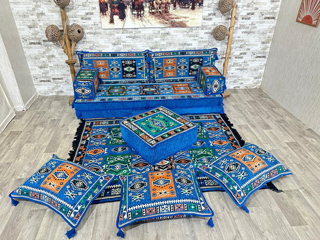 Orientalisches Sofa Set, Majlis-Sitzmöbel, Bodenkissen, Arabische Majlis, Türkisches Boden Sitzset