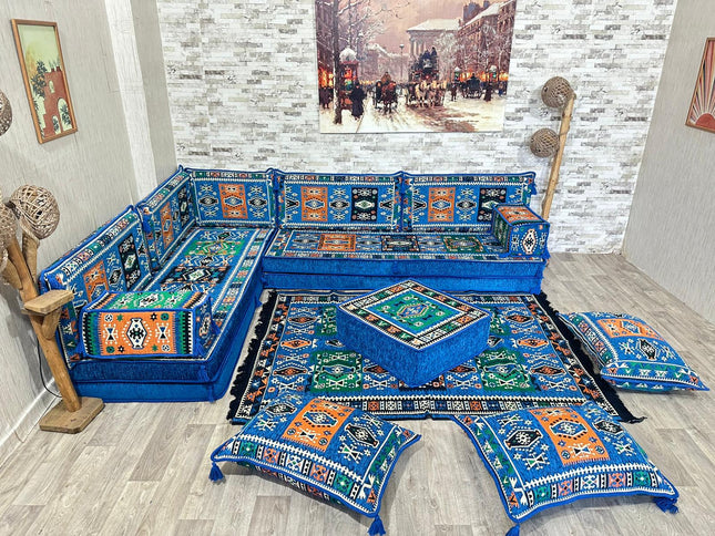 L förmiges orientalisches Sofa Set, Majlis-Sitzmöbel, Bodenkissen, Arabische Majlis, Türkisches Bode