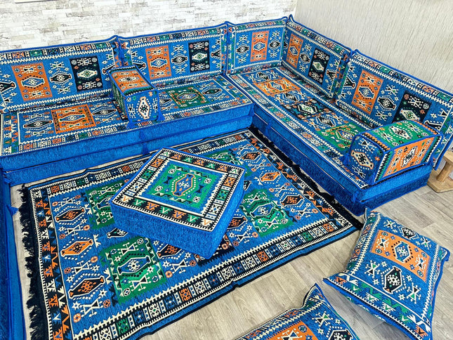 U förmiges orientalisches Sofa Set, Majlis-Sitzmöbel, Arabische Majlis, Bodenkissen, Türkisches Bode