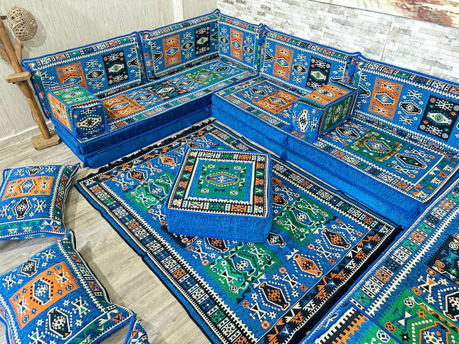 U förmiges orientalisches Sofa Set, Majlis-Sitzmöbel, Arabische Majlis, Bodenkissen, Türkisches Bode