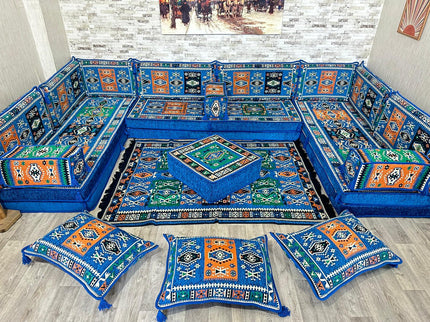 U förmiges orientalisches Sofa Set, Majlis-Sitzmöbel, Arabische Majlis, Bodenkissen, Türkisches Bode