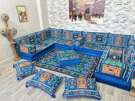 U förmiges orientalisches Sofa Set, Majlis-Sitzmöbel, Arabische Majlis, Bodenkissen, Türkisches Bode