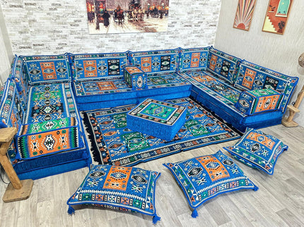 U förmiges orientalisches Sofa Set, Majlis-Sitzmöbel, Arabische Majlis, Bodenkissen, Türkisches Bode