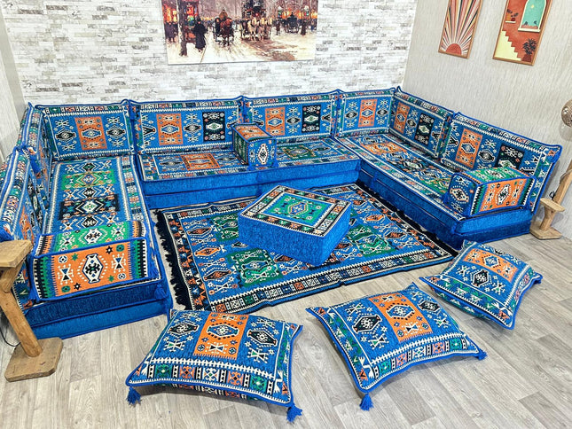 U förmiges orientalisches Sofa Set, Majlis-Sitzmöbel, Arabische Majlis, Bodenkissen, Türkisches Bode