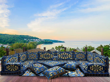 U förmiges orientalisches Sofa Set, Majlis-Sitzmöbel, Arabische Majlis, Bodenkissen, Türkisches Bode
