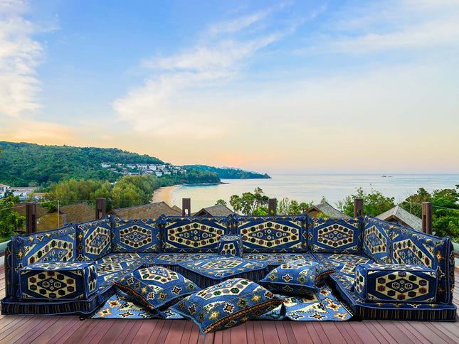 U förmiges orientalisches Sofa Set, Majlis-Sitzmöbel, Arabische Majlis, Bodenkissen, Türkisches Bode