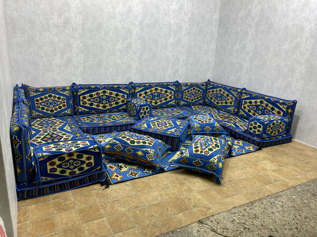 U förmiges orientalisches Sofa Set, Majlis-Sitzmöbel, Arabische Majlis, Bodenkissen, Türkisches Bode
