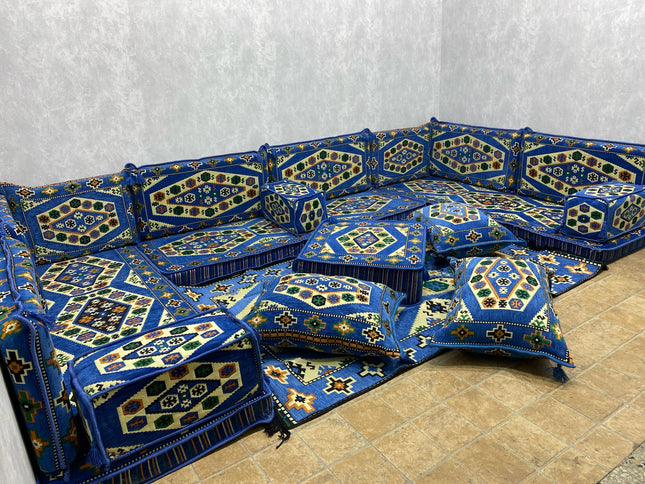 U förmiges orientalisches Sofa Set, Majlis-Sitzmöbel, Arabische Majlis, Bodenkissen, Türkisches Bode