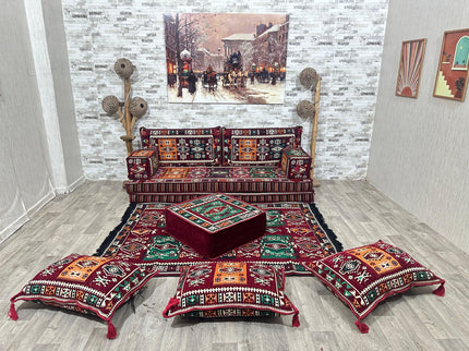 Orientalisches Sofa Set, Majlis-Sitzmöbel, Bodenkissen, Arabische Majlis, Türkisches Boden Sitzset