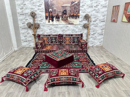 Orientalisches Sofa Set, Majlis-Sitzmöbel, Bodenkissen, Arabische Majlis, Türkisches Boden Sitzset