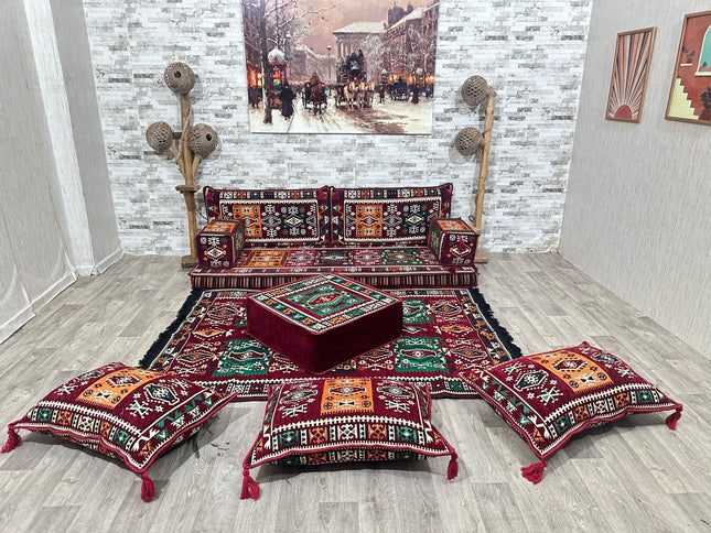 Orientalisches Sofa Set, Majlis-Sitzmöbel, Bodenkissen, Arabische Majlis, Türkisches Boden Sitzset