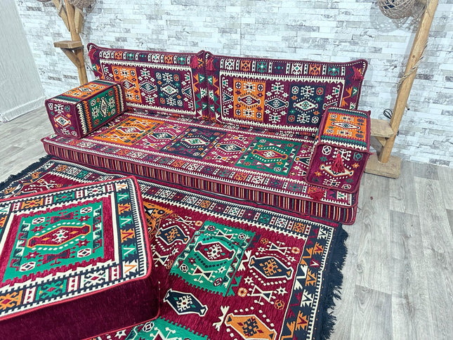 Orientalisches Sofa Set, Majlis-Sitzmöbel, Bodenkissen, Arabische Majlis, Türkisches Boden Sitzset