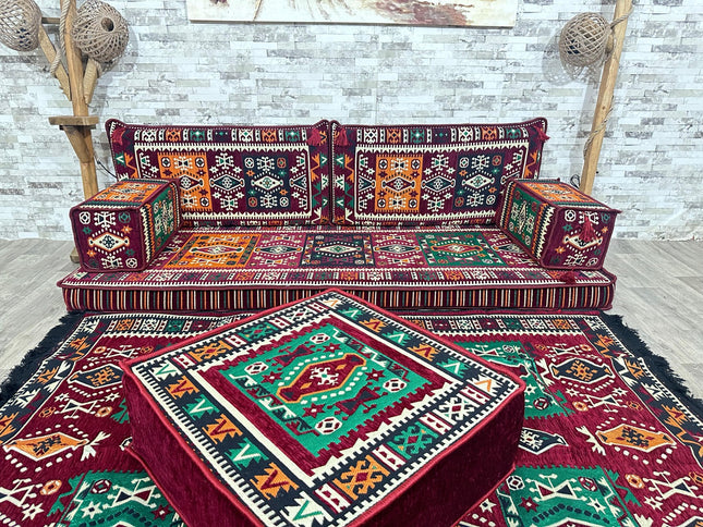 Orientalisches Sofa Set, Majlis-Sitzmöbel, Bodenkissen, Arabische Majlis, Türkisches Boden Sitzset
