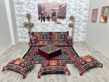 Orientalisches Sofa Set, Majlis-Sitzmöbel, Bodenkissen, Arabische Majlis, Türkisches Boden Sitzset