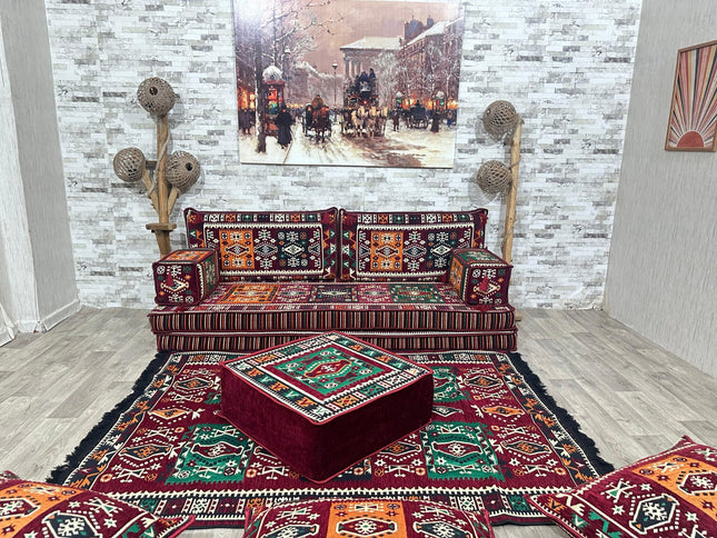 Orientalisches Sofa Set, Majlis-Sitzmöbel, Bodenkissen, Arabische Majlis, Türkisches Boden Sitzset