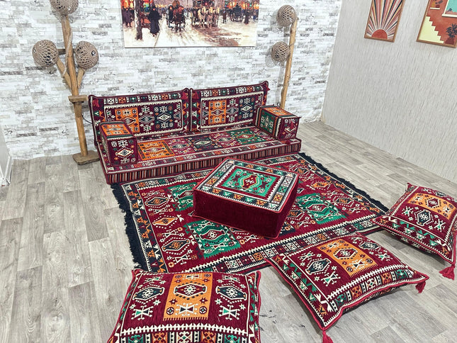 Orientalisches Sofa Set, Majlis-Sitzmöbel, Bodenkissen, Arabische Majlis, Türkisches Boden Sitzset