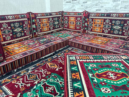 L förmiges orientalisches Sofa Set, Majlis-Sitzmöbel, Bodenkissen, Arabische Majlis, Türkisches Bode