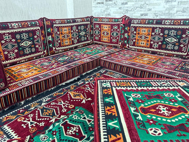 L förmiges orientalisches Sofa Set, Majlis-Sitzmöbel, Bodenkissen, Arabische Majlis, Türkisches Bode