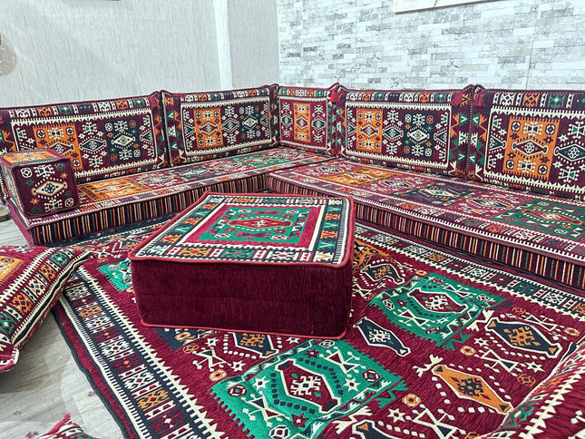 L förmiges orientalisches Sofa Set, Majlis-Sitzmöbel, Bodenkissen, Arabische Majlis, Türkisches Bode