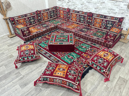 L förmiges orientalisches Sofa Set, Majlis-Sitzmöbel, Bodenkissen, Arabische Majlis, Türkisches Bode