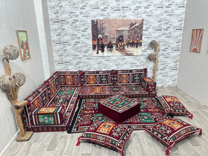 L förmiges orientalisches Sofa Set, Majlis-Sitzmöbel, Bodenkissen, Arabische Majlis, Türkisches Bode