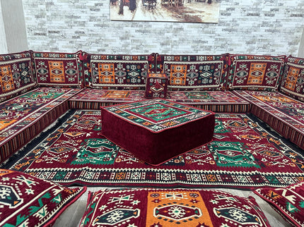 U förmiges orientalisches Sofa Set, Majlis-Sitzmöbel, Arabische Majlis, Bodenkissen, Türkisches Bode