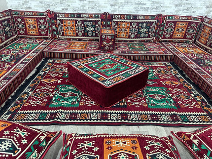 U förmiges orientalisches Sofa Set, Majlis-Sitzmöbel, Arabische Majlis, Bodenkissen, Türkisches Bode
