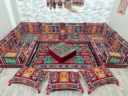 U förmiges orientalisches Sofa Set, Majlis-Sitzmöbel, Arabische Majlis, Bodenkissen, Türkisches Bode