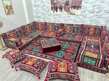 U förmiges orientalisches Sofa Set, Majlis-Sitzmöbel, Arabische Majlis, Bodenkissen, Türkisches Bode