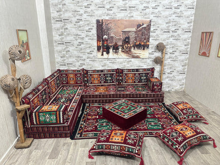 L förmiges orientalisches Sofa Set, Majlis-Sitzmöbel, Bodenkissen, Arabische Majlis, Türkisches Bode
