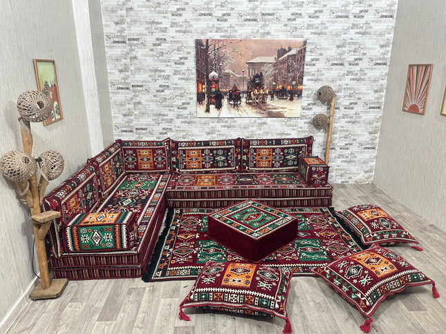 L förmiges orientalisches Sofa Set, Majlis-Sitzmöbel, Bodenkissen, Arabische Majlis, Türkisches Bode