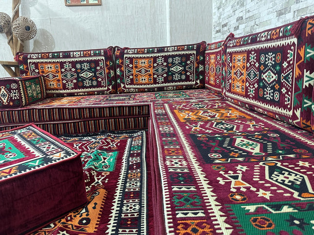 L förmiges orientalisches Sofa Set, Majlis-Sitzmöbel, Bodenkissen, Arabische Majlis, Türkisches Bode