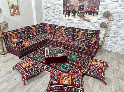 L förmiges orientalisches Sofa Set, Majlis-Sitzmöbel, Bodenkissen, Arabische Majlis, Türkisches Bode
