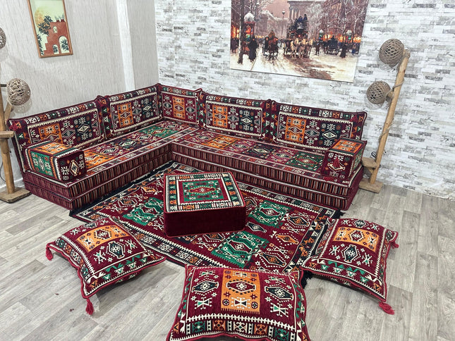 L förmiges orientalisches Sofa Set, Majlis-Sitzmöbel, Bodenkissen, Arabische Majlis, Türkisches Bode