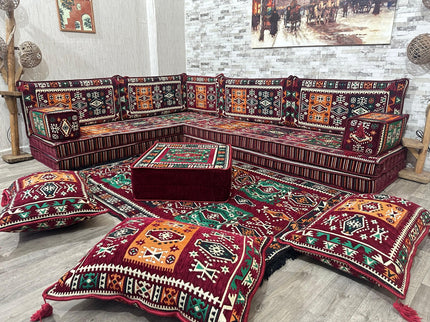 L förmiges orientalisches Sofa Set, Majlis-Sitzmöbel, Bodenkissen, Arabische Majlis, Türkisches Bode