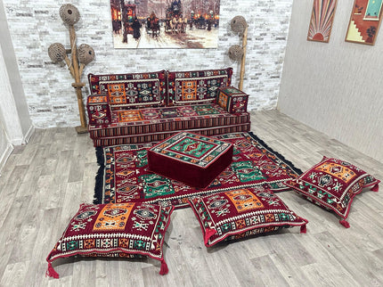 Orientalisches Sofa Set, Majlis-Sitzmöbel, Bodenkissen, Arabische Majlis, Türkisches Boden Sitzset