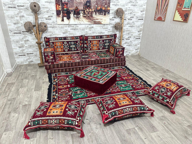 Orientalisches Sofa Set, Majlis-Sitzmöbel, Bodenkissen, Arabische Majlis, Türkisches Boden Sitzset